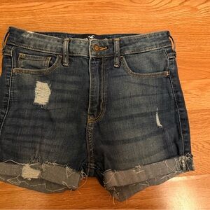 Hollister Dark Blue Distressed Jean Shorts